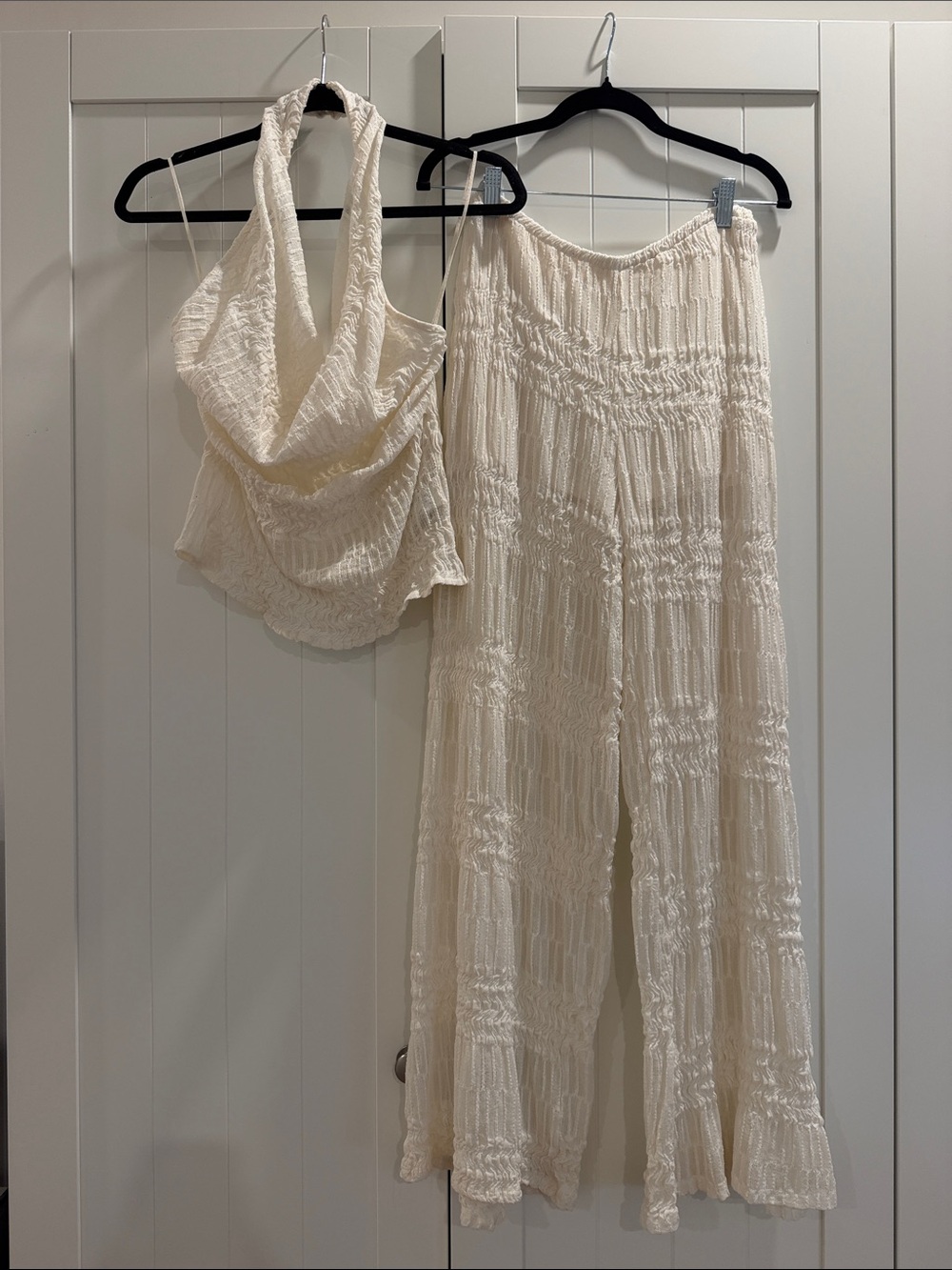 Zara Cream Textured Halter Jumpsuit Pants Set - Women's NWOT